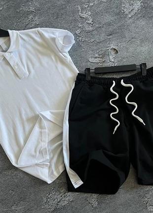 Повседневный летний комплект футболка поло и шорты