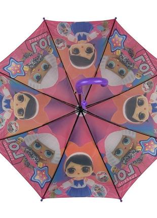 Детский зонт-трость, полуавтомат "lol / лол" от paolo rosi, с фиолетовой ручкой, 0077-13 фото