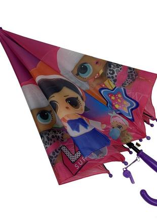 Детский зонт-трость, полуавтомат "lol / лол" от paolo rosi, с фиолетовой ручкой, 0077-16 фото