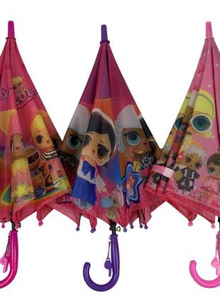 Детский зонт-трость, полуавтомат "lol / лол" от paolo rosi, с фиолетовой ручкой, 0077-17 фото