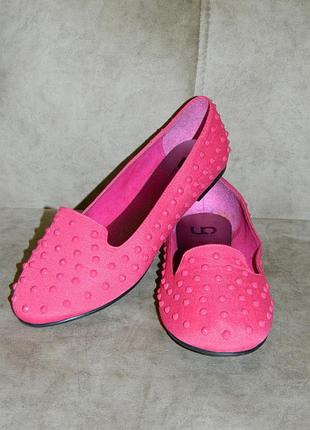 Нові балетки лофери туфлі рожеві тканинні із шипами прикрасами розмір 38 centrshoes