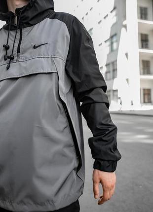 Комплект мужской nike: анорак "house" черно-серый + брюки "president" + борсетка3 фото