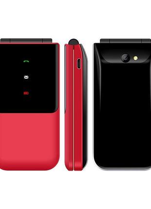 Телефон раскладушка uniwa f2720 red мобилка с большими кнопками и цифрами удобный бабушкофон