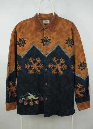 Винтажная фланелевая рубашка hugo boss flannel snowflake pattern shirt