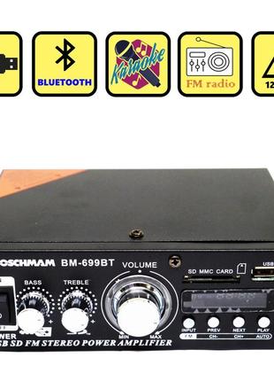 Усилитель звука bm audio bluetooth bm-699bt usb sd fm радио mp3 (домашний стерео-усилитель звука с блютуз)