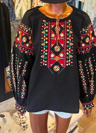 Накладний платіж ❤ турецька оверсайз блуза блузка вишиванка з рукавами ліхтариками