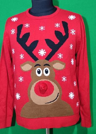 Чоловічий червоний новорічний светр із оленем cedar wood state, розмір xl