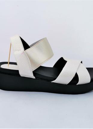 Женские сандалии босоножки белые резинка летняя обувь (размеры: 37,38)  - 0-47 фото