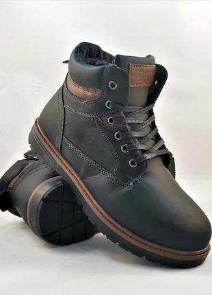 Ботинки зимние мужские черные кроссовки с мехом на замке с молнией (размеры: 44) - 202-25 фото