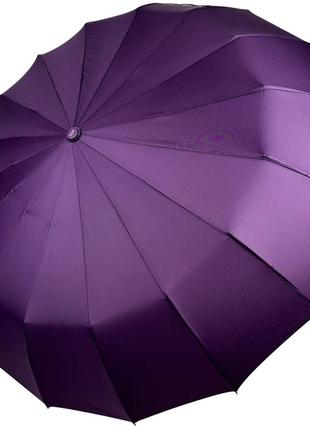 Однотонный зонт автомат на 16 карбоновых спиц антиветер от toprain, фиолетовый, 0918-11