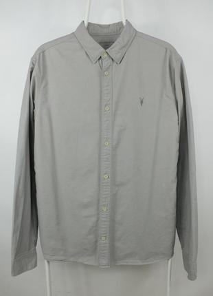 Якісна повсякденна сорочка рубашка allsaints huntingdon long sleeve gray cotton shirt