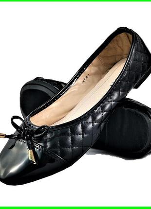 Женський балетки чорні мокасини туфлі (розміри: 36, 37,38,39) - 08-1