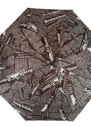Женский зонт полуавтомат toprain на 8 спиц "news" с газетным принтом, коричневый, 02008-34 фото