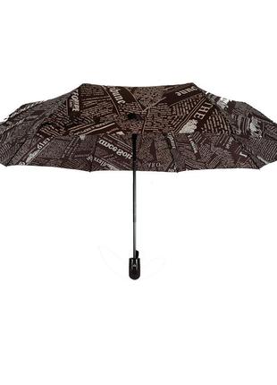 Женский зонт полуавтомат toprain на 8 спиц "news" с газетным принтом, коричневый, 02008-32 фото