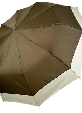 Складна парасоля напівавтомат зі смужкою по краю від bellissimo, антивітер, колір хакі 019308-5