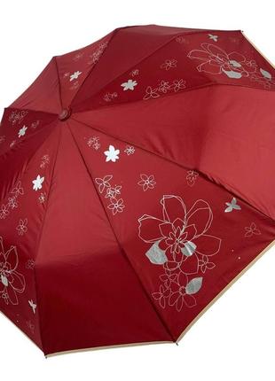 Женский складной механический зонт от toprain, бордовый, 0097-2