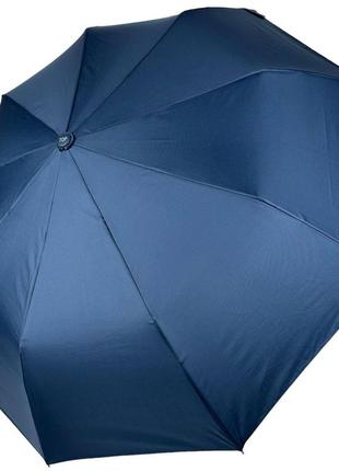 Женский однотонный зонт полуавтомат на 9 спиц антиветер от toprain, темно-синий, 0119-10