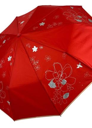 Женский складной механический зонт от toprain, красный, 0097-5
