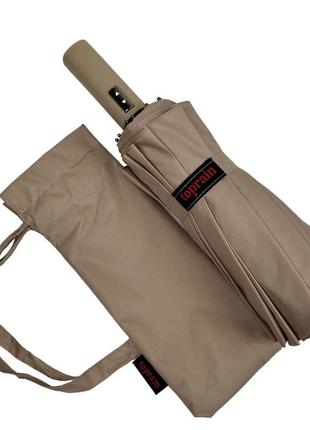 Однотонный зонт автомат на 16 карбоновых спиц антиветер от toprain, бежевый, 0918-5 real