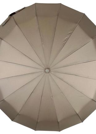 Однотонный зонт автомат на 16 карбоновых спиц антиветер от toprain, бежевый, 0918-5 real