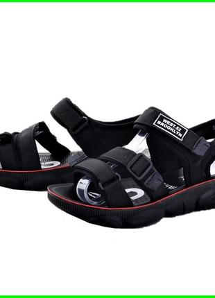 Жіночі сандалії чорні літні босоніжки на липучці (розміри: 37) - 00-11