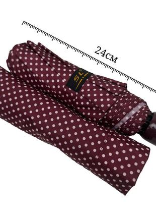 Механічна компактна парасоля в горошок від фірми sl, бордовий, 035013-2