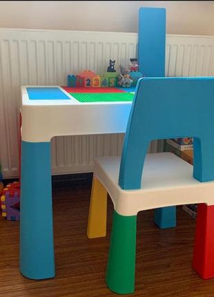 Детский стол со стулом для рисования и игр в лего3 фото