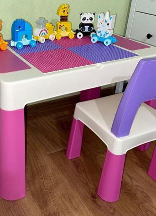 Дитячий стіл зі стільцем для малювання та ігор у лего