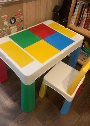 Детский стол со стулом для рисования и игр в лего2 фото