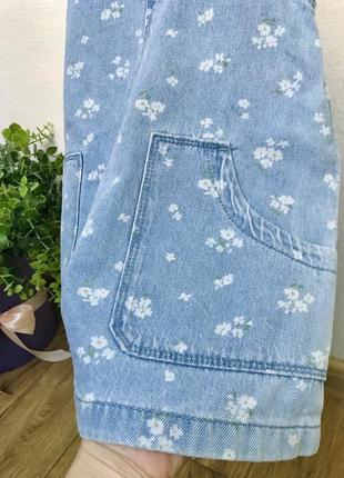Сарафан джинсовый р. 116-122 на 6- 7 л., коттоновый в цветы ромашки denim&co3 фото