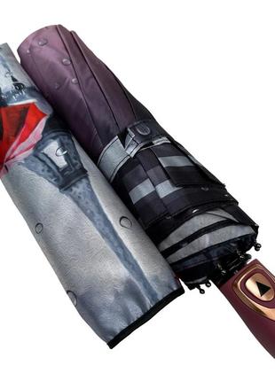 Женский зонт полуавтомат на 9 спиц от frei regen с принтом города, сатиновый купол,...