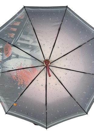 Женский зонт полуавтомат на 9 спиц от frei regen с принтом города, сатиновый купол,...
