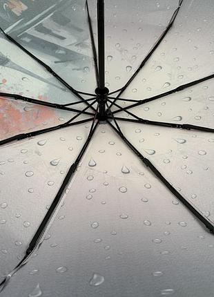 Женский зонт полуавтомат на 9 спиц от frei regen с принтом города, сатиновый купол,...