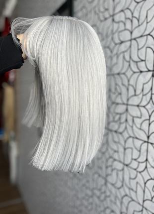 Парик каре пепельный, серый, платиновый матовый. хэллоуин, костюмы, аниме, косплей