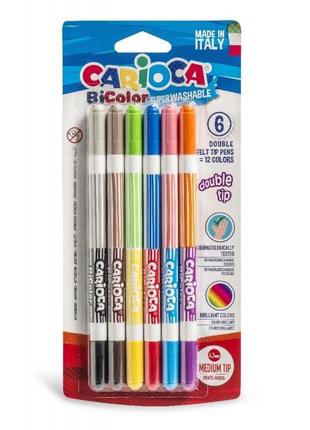 Фломастеры двусторонние для рисования carioca bi-color 42269 12 цветов