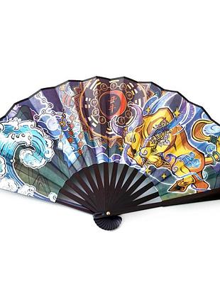 Веер для девушки манга складной двухсторонний, веер ручной сатиновый