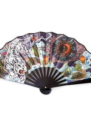 Веер для девушки манга складной двухсторонний, веер ручной сатиновый