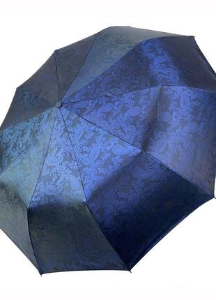 Женский зонт полуавтомат синий с жаккардовым куполом "хамелеон" от bellissimo м0524-1