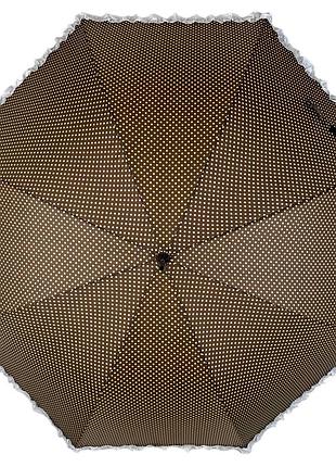 Зонт-трость с рюшами в горошек, полуавтомат на 8 спиц от swifts, коричневый sw03180-2 real