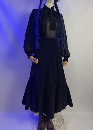 Италия дизайнерская вельветовая длинная пышная юбка от james lakeland готика готический стиль готическая бохо