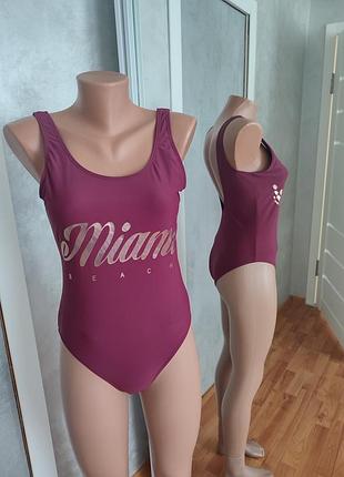 Бордовый соцельный купальник primark