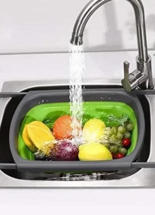 Складной дуршлаг benson bn-091 силиконовый дуршлаг для мытья овощей и фруктов2 фото