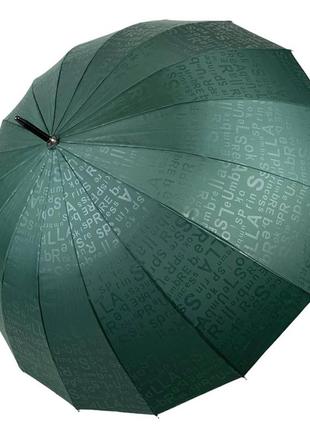 Жіноча парасоля-тростина з принтом букв, напівавтомат від фірми toprain, зелений, 01006-4