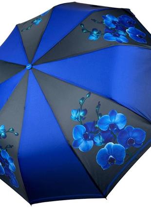 Женский складной зонт полуавтомат на 10 спиц от toprain с принтом "гармония", синий, 0622-2