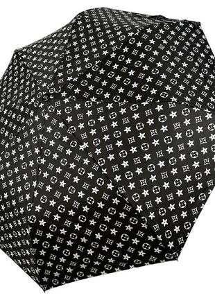 Женский зонт полуавтомат от toprain на 8 спиц с принтом, черный, 02020-3