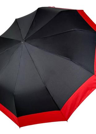 Складна парасоля напівавтомат зі смужкою по краю від bellissimo, антивітер, чорний 019308-2
