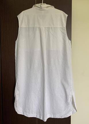 Базовое белое платье -рубашка  из натурального  льна и хлопка2 фото
