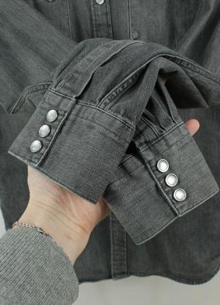 Качественная джинсовая рубашка levi's barstow western regular fit gray denim shirt5 фото
