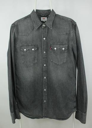 Качественная джинсовая рубашка levi's barstow western regular fit gray denim shirt1 фото