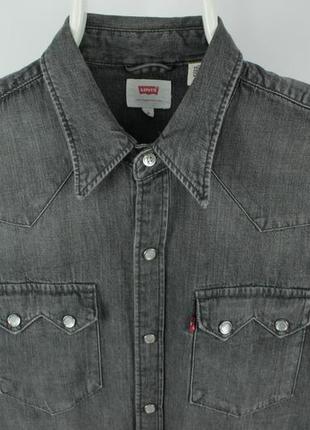 Качественная джинсовая рубашка levi's barstow western regular fit gray denim shirt2 фото